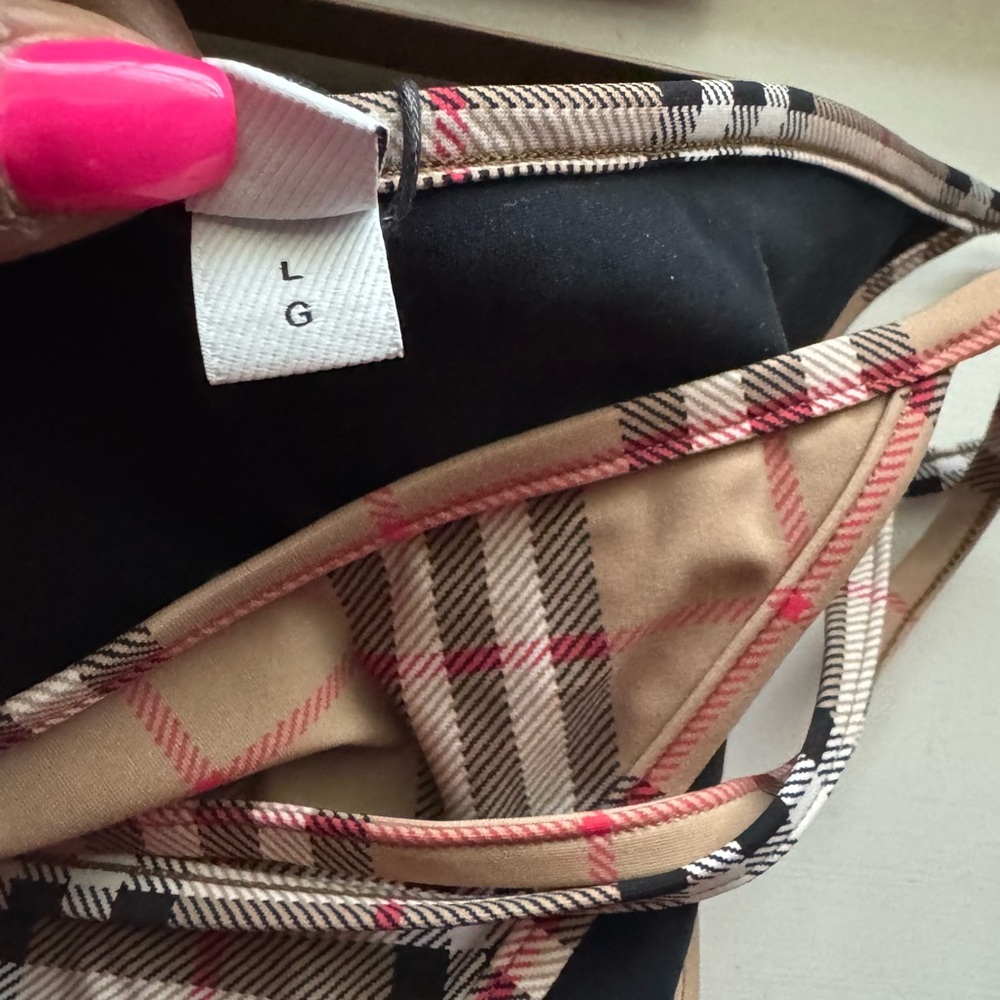BURBERRY Check Triangle Archive Beige Bikini Bottoms Only size Large (Brand New) - Picture 4 of 9
